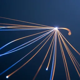 Elegant minimal pattern suggesting distinct sources converging, in blue and cyan light.